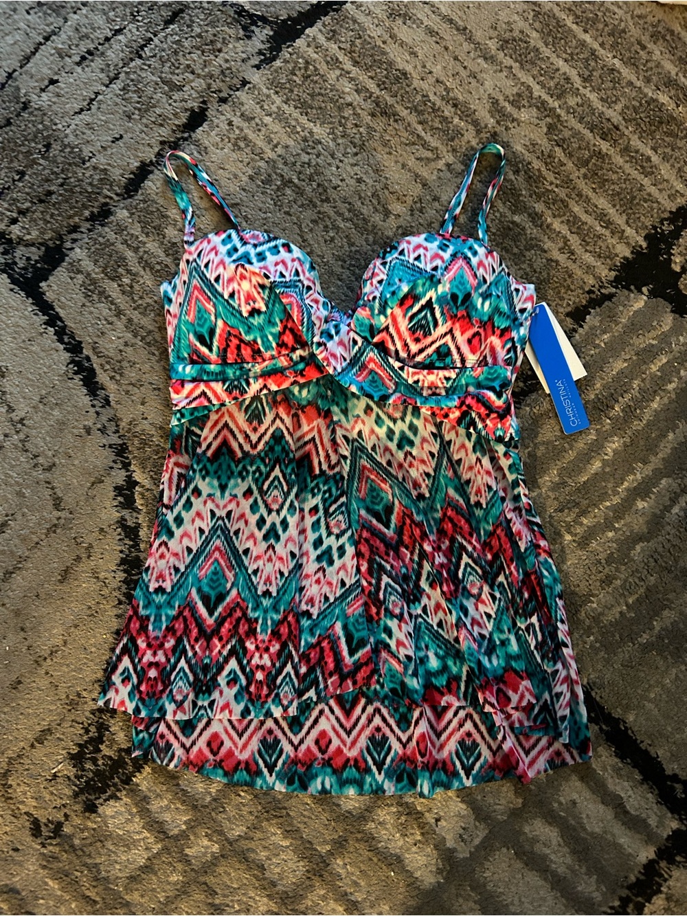NWT Captiva Colorful Tankini - Size 10